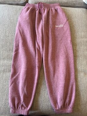 Herculette Women’s Mauve Terry Jogger Sweatpants with Script Logo